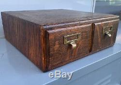 Antique Macey Tiger Oak Library Index Card Catalog 2 Drawer File Cabinet