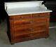 Antique Marble Top Washstand Tiger Oak Base With Three Drawers