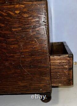 Antique Miniature Tiger Oak Chest Beautiful Detail Inlaid