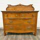 Antique Mission Arts And Crafts Tiger Oak Serpentine Dresser Or Sideboard