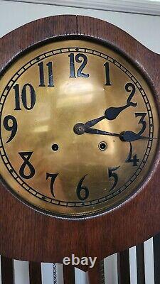 Antique Mission Craftsman Arts & Crafts Tiger Oak Grandfather Clock CAN SHIP