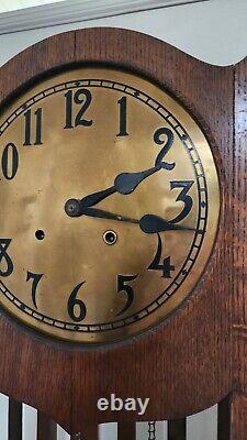 Antique Mission Craftsman Arts & Crafts Tiger Oak Grandfather Clock CAN SHIP
