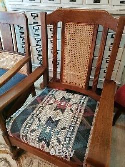 Antique Mission Craftsman Tiger Oak Rocker Rocking & Chair Quarter Sawn