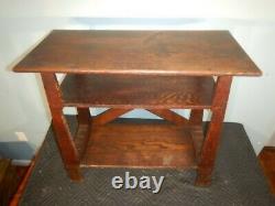 Antique Mission Oak Plant Stand table 29 high tiger oak arts & crafts