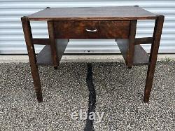 Antique Mission Tiger Oak Library Table or Desk with Matching Chair
