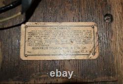 Antique Monarch Tiger Oak Crank Wall Telephone Tongue & Groove Cabinet 1901-1910