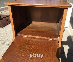 Antique Music Cabinet French Country Tiger Oak Table Locking Door