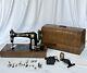 Antique New Willard Sewing Machine Tiger Oak Case Domestic Pedal + Accessories