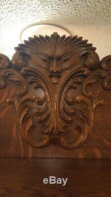 Antique Northwind Furn. Co Tiger Oak Sideboard Buffet Mirror Carved Face Face
