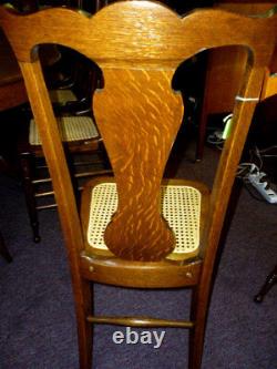 Antique Oak Chair Desk Ladies quartersawn tiger cane seat refinished restored
