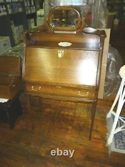 Antique Oak Desk Drop front ornate lady's Parlor desk 1900's quarter sawn tiger