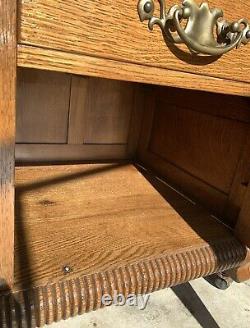 Antique Oak Sideboard, Victorian Tiger Oak Buffet Server, Oregon