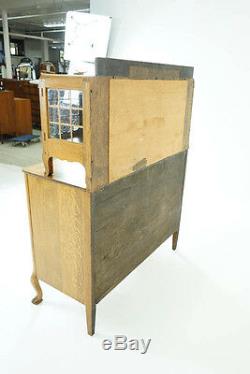 Antique Oak Sideboard, Vintage Credenza, Oak Buffet, Mirrored Sideboard, B786