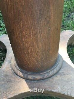 Antique Oak & Tiger Oak Salvage Wood Empire Pedestal Table Base 23.75 Tall
