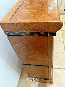 Antique Original Macey Barrister Book case Display Cabinet Tiger Oak Geared Door