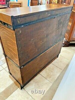 Antique Original Macey Barrister Book case Display Cabinet Tiger Oak Geared Door