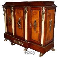 Antique Original Vintage Gilded Bronze Mahogany Sideboard Buffet Server Cabinet