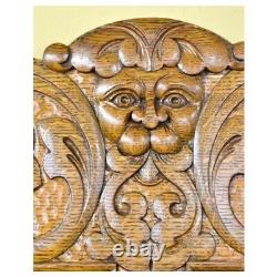 Antique Ornate Carved Oak Sideboard North Wind Face Quartersawn Tiger Oak Server