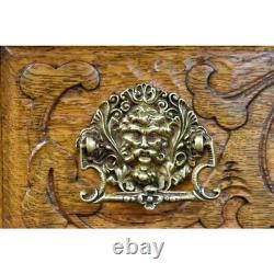 Antique Ornate Carved Oak Sideboard North Wind Face Quartersawn Tiger Oak Server