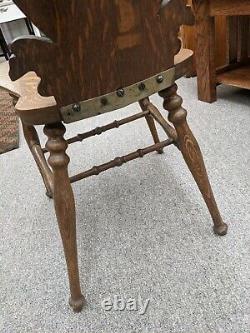 Antique Ornate Carved Tiger Oak German Tavern Side Chair