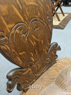 Antique Ornate Carved Tiger Oak German Tavern Side Chair