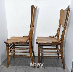 Antique Pair of Rustic Farmhouse Mission Tiger Oak Wood Bentwood Chairs Country