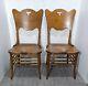 Antique Pair Of Rustic Farmhouse Tiger Oak Bentwood Chairs Country Press Back