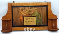 Antique Pipe Rack Tiger's Oak Wall Hanging Poem Old Friends to Trust 1900s