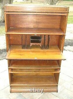 Antique QUARTERSAWN TIGER OAK BARRISTER LAWYER'S STACKING BOOKCASE SECRETARY