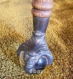 Antique Quarter Sawn American Tiger Oak Lamp Table Claw Feet Barley Twist Legs