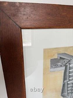Antique Quarter Sawn Dark Tiger Oak Arts Crafts Picture Frame With Glass