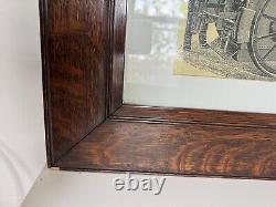 Antique Quarter Sawn Dark Tiger Oak Arts Crafts Picture Frame With Glass