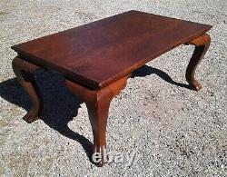 Antique Quarter Sawn Oak Claw Feet Coffee Table 1930s Era