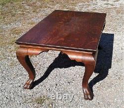 Antique Quarter Sawn Oak Claw Feet Coffee Table 1930s Era