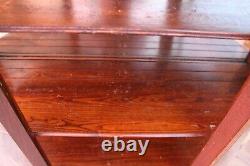 Antique Quarter Sawn Oak Claw Foot Curved Glass China Cabinet Cupboard Mirror Bk