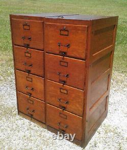 Antique Quarter Sawn Oak Double Wide Legal File Cabinet 8 Drawers Wabash Cabinet