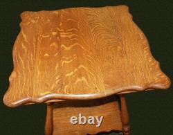 Antique Quarter Sawn Oak Parlor Table, 2 tiered Scalloped edges (Tiger Oak)