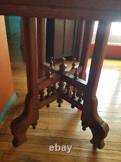 Antique Quarter Sawn Tiger Ornate Oak Parlor Table
