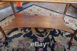Antique Quartersawn Tiger Oak Office Desk Paw Foot Trestle Arts Crafts Victorian