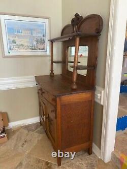 Antique Quartersawn Victorian Pimpernel Tiger Oak Wood Style Server/Sideboard