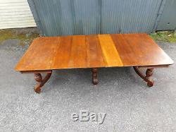 Antique RJ Horner c1900 Rare Quartersawn Tiger Oak 9' Banquet Dining Table Desk