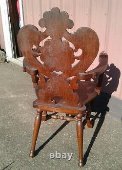 Antique R J Horner Style Tiger Oak Carved Sea Serpent Arm Chair P. Derby