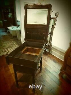 Antique Rare Find Tiger Oak Bath In A Table- Must See