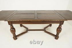 Antique Refectory Table, Tiger Oak, Draw Leaf Table, Dining Table, Scotland 1930