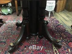 Antique Round Quarter Sawn Tiger Oak Table and claw feet Original leaves 10 Feet