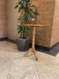 Antique Rustic Oak Wood Pedestal Table Plant Stand