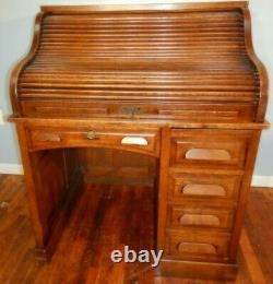 Antique S Roll Single Pedestal Desk Raised Panels Baltimore, MD Tiger Oak