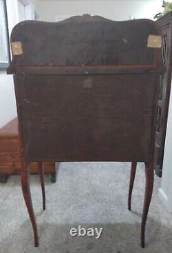 Antique Secretary Desk, Mirror Tiger Oak Locking Door and Bottom Drawer