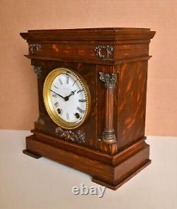 Antique Seth Thomas'cordova' Tiger Oak Cabinet Clock