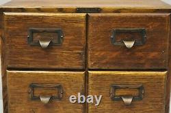 Antique Shaw Walker Tiger Oak Wood 6 Drawer Card Catalog Small File Cabinet